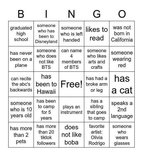 CT6 BINGO Card