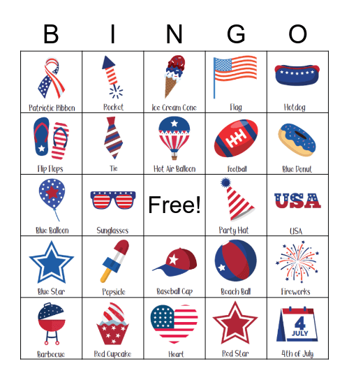 July 4th Bingo Card