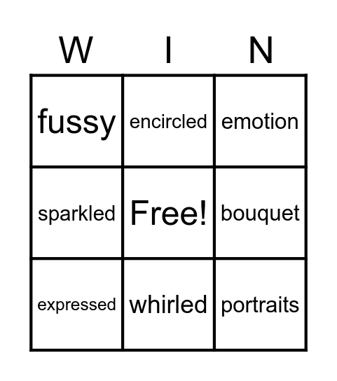 Vocabulary Bingo Card