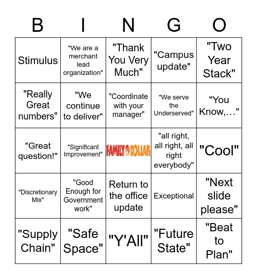 Rally Bingo Card