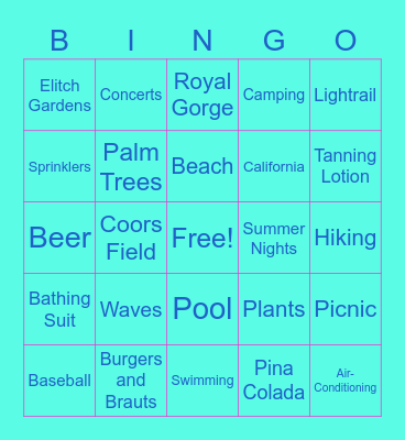 Spring-O Into Summer Bingo Card