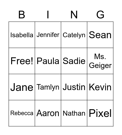 Classmate Bingo 2021 Period 2 Bingo Card