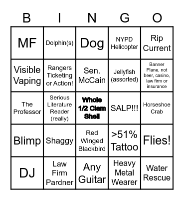 Beach Time 2021 Bingo Card