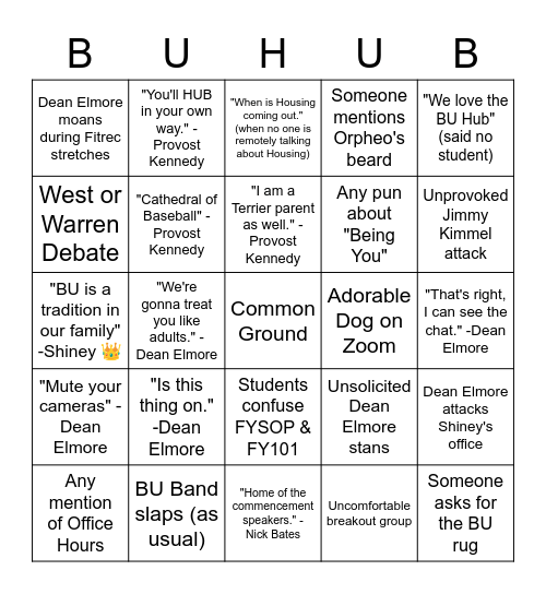 just another Orientation session :) Bingo Card