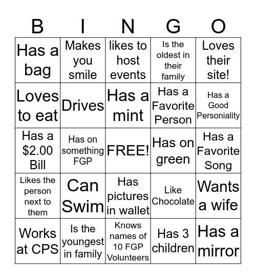 You Never Know Bingo Card