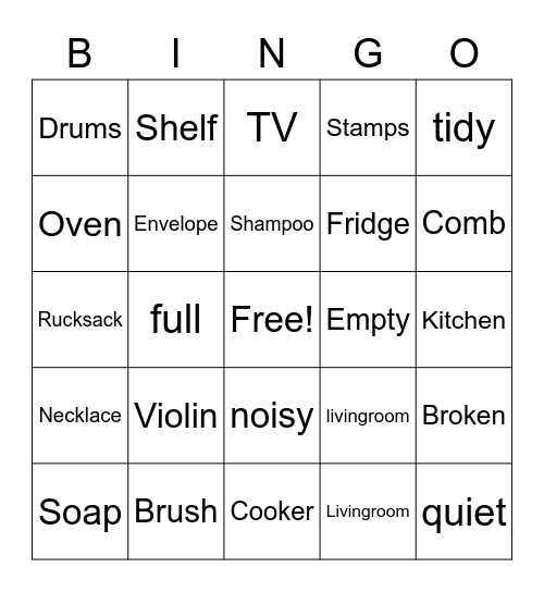 Bingo vocabulary Bingo Card