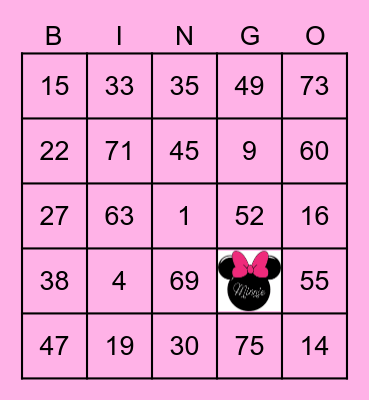 Minnie Mouse BINGO Card