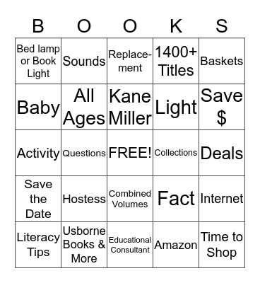 Usborne Books &  More Bingo Card