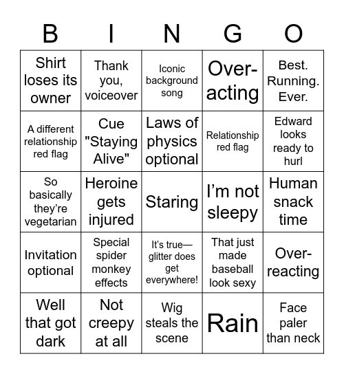 Twilight Bingo Card