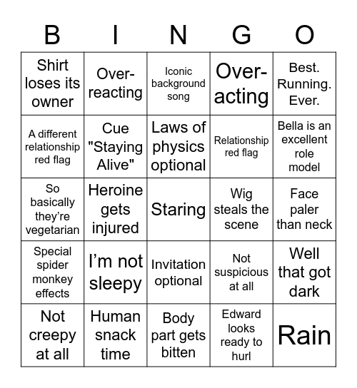 Twilight Bingo Card