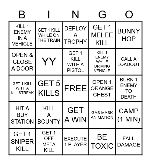 WARZONE BINGO Card