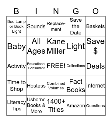 Usborne Books and More Bingo Card