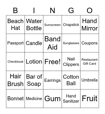 Portee Family Bingo Card