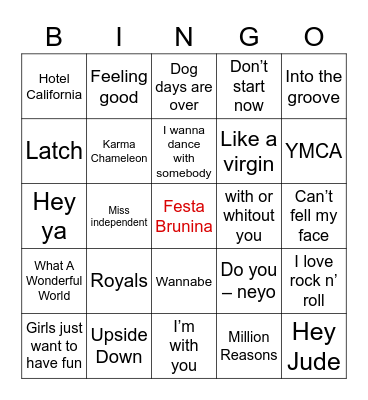 Festa Brunina - Bingo Musical Bingo Card