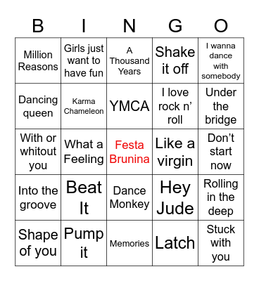 Festa Brunina - Bingo Musical Bingo Card
