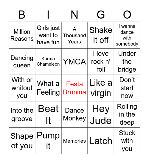 Festa Brunina - Bingo Musical Bingo Card