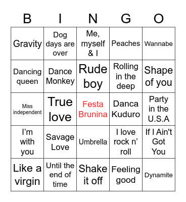 Festa Brunina - Bingo Musical Bingo Card