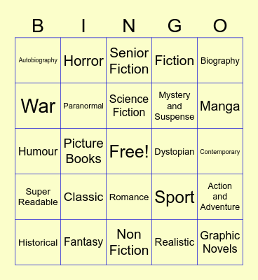 Know Your Genre Bingo Card