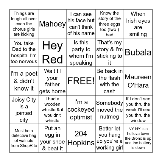 MARCY BINGO Card