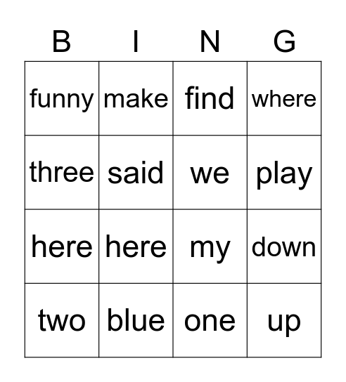 Sight Word Bingo (6/17) Bingo Card