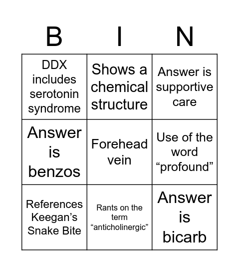 Rushton Bingo Card