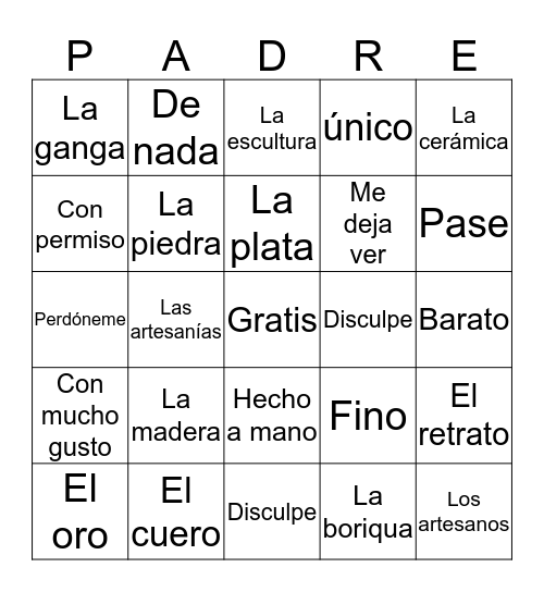 Boriqua en Puerto Rico Bingo Card