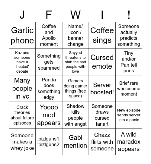 jfwi Bingo Card