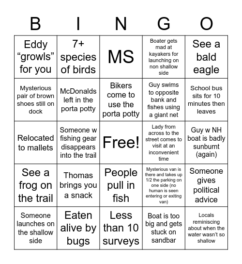 Combined Colchester Bingo Card