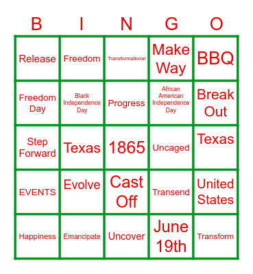 Juneteenth Bingo Card