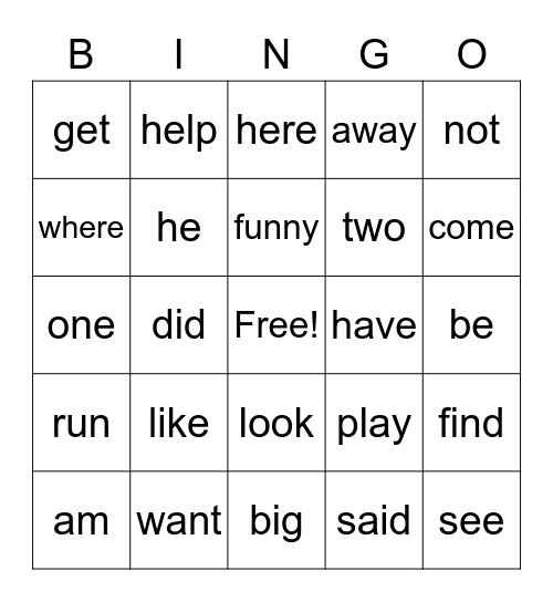 Sight Words 118 Bingo Card