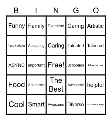 208 bingo Card