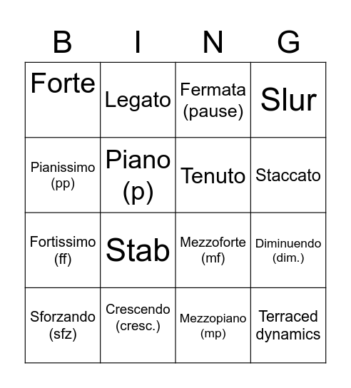 DR TT SMITH - Dynamics Bingo Card