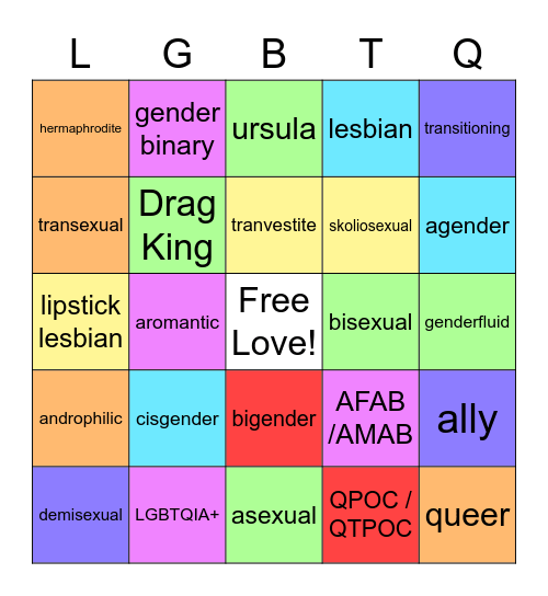 LGBTQ Bingo Card