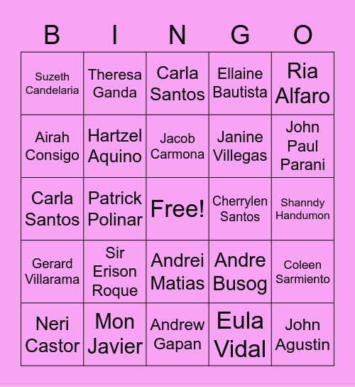 Theresa's Bingo Card Bingo Card