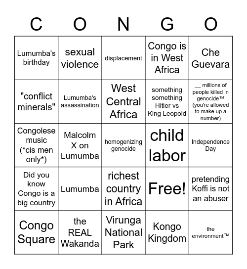 Let's talk about DRC without talking about DRC Bingo Card