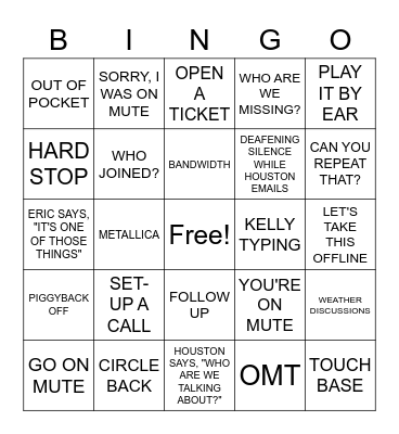 PREPAID TEAM CALL Bingo Card