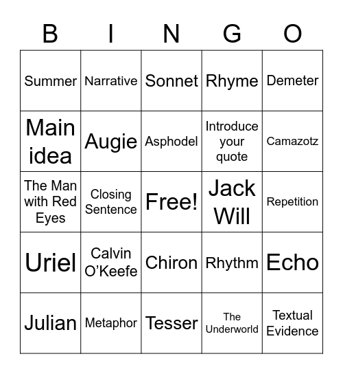 bingo Card