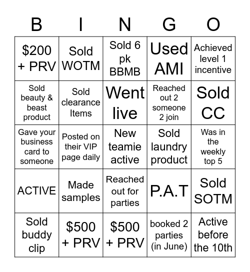 SQUADS GOT GOALS (June) Bingo Card