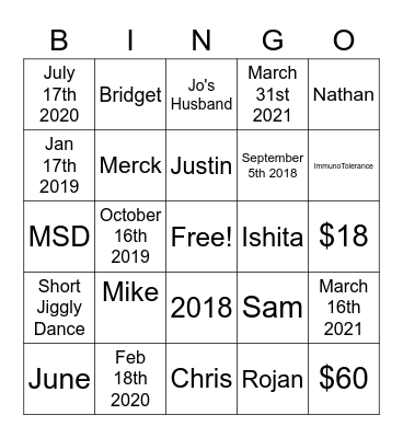 Pandion Bingo Card