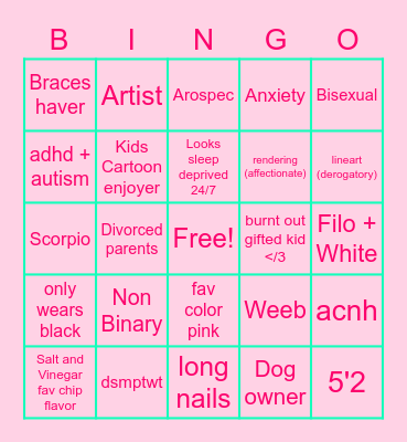 Blobfish Blocore Bingo Card