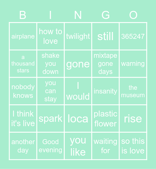 mine Bingo Card