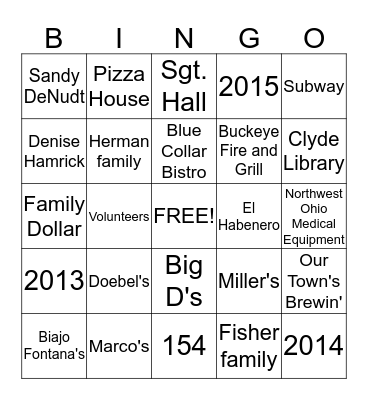 Pizza Party for the Pantry Bingo Card