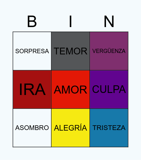 EMOCIONES Y estados emocionales Bingo Card