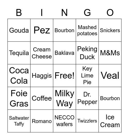 Food Bingo #2 Bingo Card