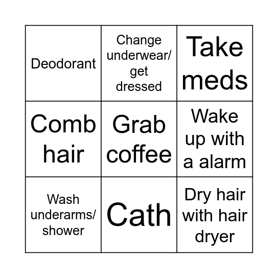 Tomorrow morning Bingo Card