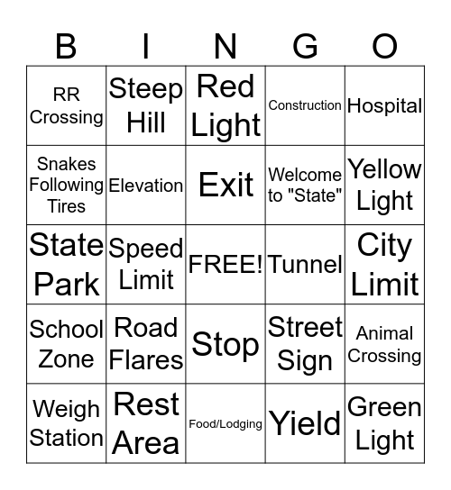 ROAD SIGNS Bingo Card