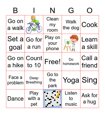 Coping Skills Bingo Card