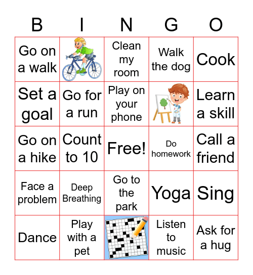 Coping Skills Bingo Card