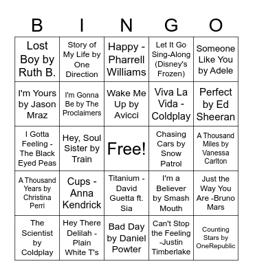 Music Bingo Card