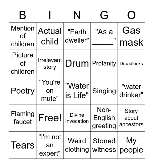 Energy Hearing Bingo Card